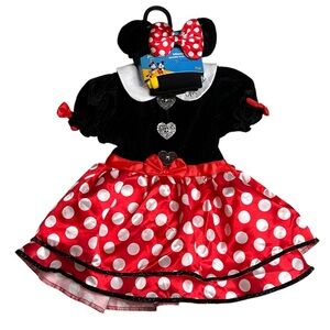 Spirit Halloween Disney Minnie Mouse Polka Dot Dress Costume Set size 12-18M NWT